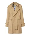 Burberry Check Collar Long Castleford Trench Coat In Nude