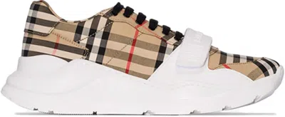 Pre-owned Burberry Vintage Check Cotton (women's) Sneakers In Beige/black/white