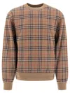 Burberry Check Pattern Sweatshirt With Embroidered Logo In Nut Ip Check