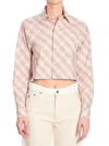Burberry Vintage Check Cropped Buttoned Shirt In Pink/neutrals
