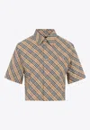 Burberry Vintage Check Cropped Shirt In Brown