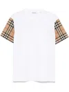Burberry White T-shirt With Vintage Check Motif On The Sleeves In Cotton Woman In Weiss