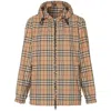 Burberry Vintage Check Drawstring Hooded Jacket In Beige