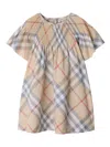 Burberry Girl's Cali Smocked Check-print Dress In Neutrals