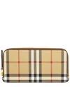 BURBERRY BURBERRY VINTAGE CHECK E-CANVAS & LEATHER COIN PURSE