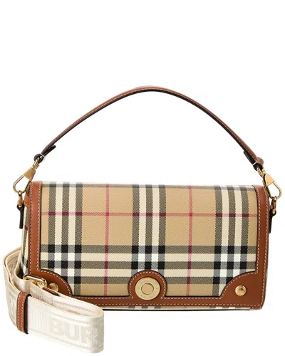 BURBERRY BURBERRY VINTAGE CHECK E-CANVAS & LEATHER SHOULDER BAG
