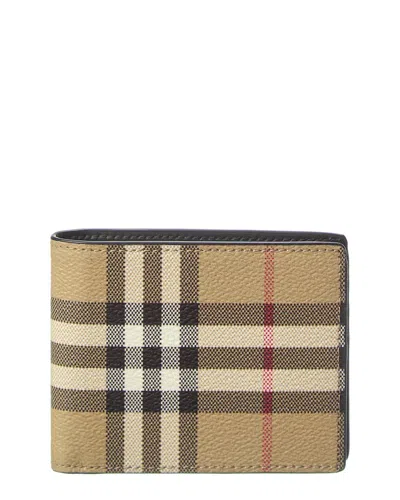 Burberry Vintage Check E-canvas Bifold Wallet In Beige