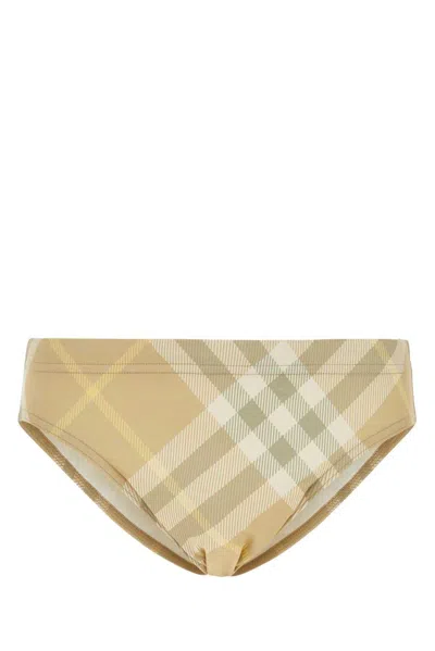 Burberry Vintage-check Elasticated Waistband Swim Trunks In Flax Ip Check