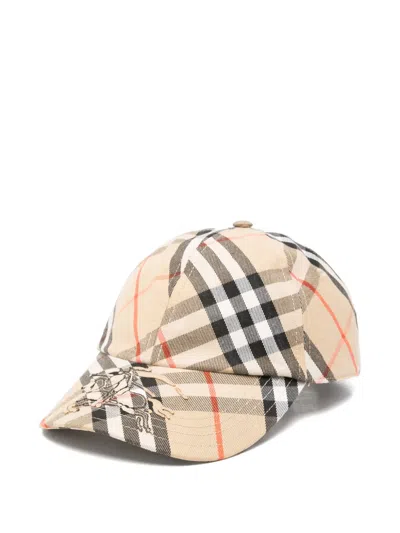 Pre-owned Burberry Vintage Check Embroidered Baseball Cap In Neutral