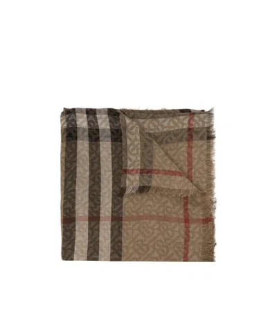 Burberry Vintage Check Fine-knit Scarf In Brown