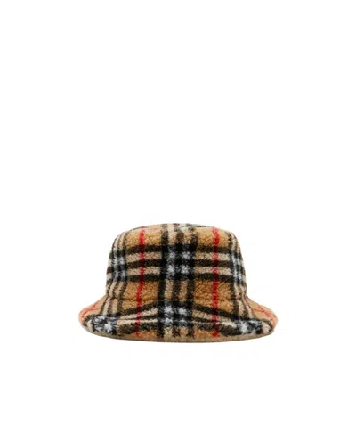 Burberry Vintage Check Fleece Bucket Hat In Black