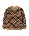 Burberry Check Print Acrylic Blend Sweatshirt In Brown