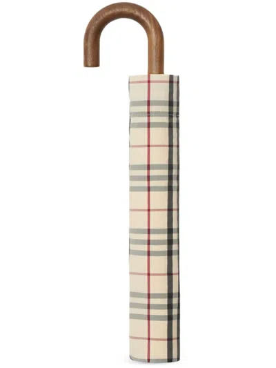 Burberry Vintage-check Folding Umbrella In Stone