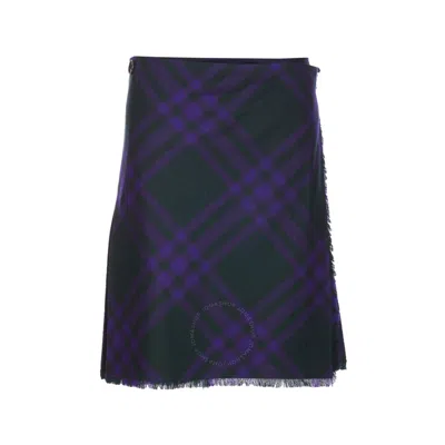 Burberry Asymmetrical High-waisted Silk Skirt With Plaid Pattern In Royalipcheck