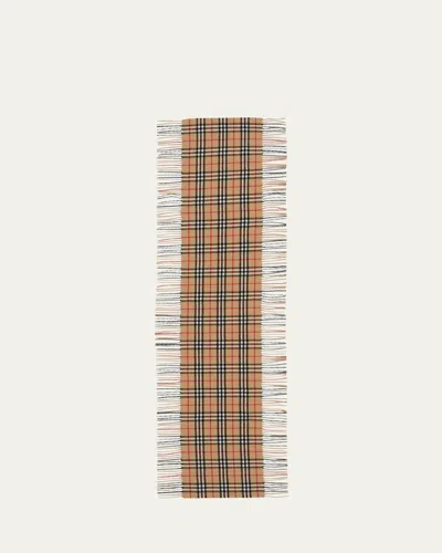 BURBERRY VINTAGE CHECK FRINGE CASHMERE SCARF