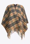 Burberry Beige Check Wool And Cashmere Cape In Multi