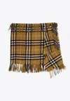 Burberry Women Wool And Cashmere Check Scarf Style Skirt In Green