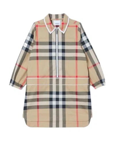 Burberry Vintage Check Half-zip Dress In Nude