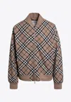 Burberry Mens Linden Ip Check Check-pattern Relaxed-fit Wool-blend Bomber Jacket In Beige
