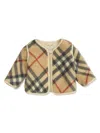 Burberry Checked Zipped Fleece Jacket In Neutrals