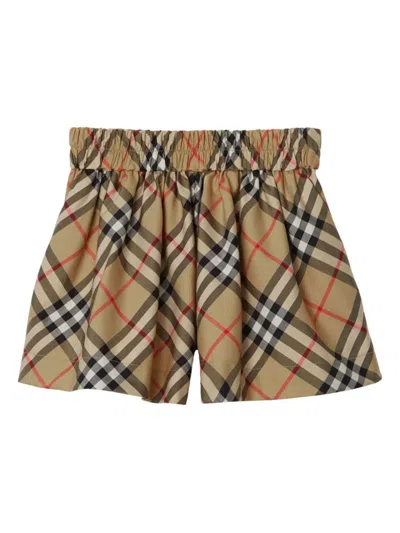 Burberry Babies' Vintage Check Jersey Shorts In Beige