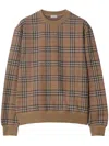 Burberry Check Pattern Sweatshirt With Embroidered Logo In Brown