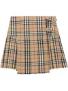 Burberry Pleated High Waist Check Pattern Kilt Skirt With Buckle In Archive Beige Ip Chk