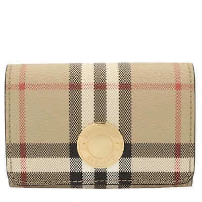 Pre-owned Burberry Vintage Check Ladies Logo-plaque Wallet 8066057 In Brown