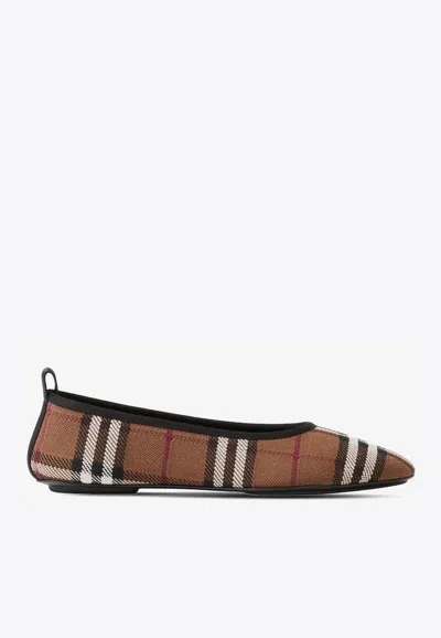 BURBERRY VINTAGE CHECK LEATHER BALLET FLATS