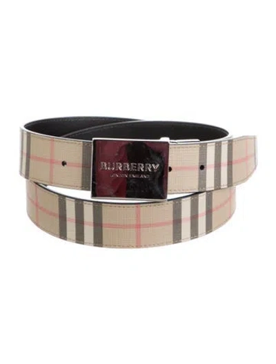 Pre-owned Burberry Vintage Check Leather Belt Kit In Neutral