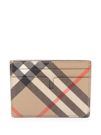 Pre-owned Burberry Vintage Check Leather Card Case In Neutrals