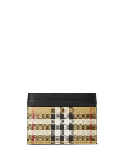 Burberry Vintage Check Leather Cardholder In Brown For Women
