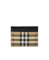 Burberry Beige Check Money Clip Card Holder In Multicolor