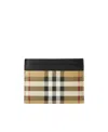 Burberry Textured Check Card Case With Contrast Trim In Nude