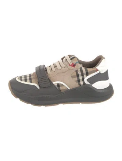 Pre-owned Burberry Vintage Check Leather Chunky Sneakers