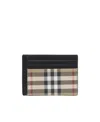 Burberry Beige Check Money Clip Card Holder In Nude