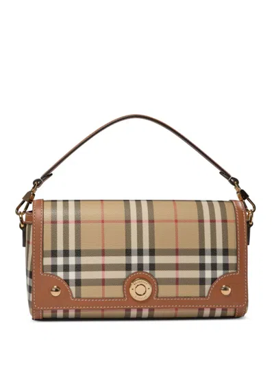 Burberry Vintage Check Logo-plaque Shoulder Bag In Neutrals