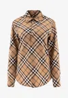 Burberry Women Wool Blend Shirt With Check Motif In Brown