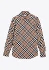 Burberry Check Pattern Wool Blend Shirt Women In Brown