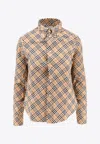 Burberry Button-down Shirt With Check Pattern In Beige