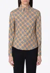 Burberry Beige Button-down Shirt With Check Pattern In Beige