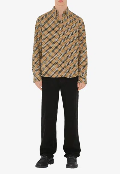 Burberry Vintage Check Long-sleeved Shirt In Neutral