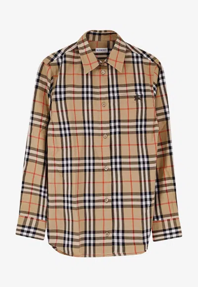Burberry Vintage Check Long-sleeved Shirt In Nude