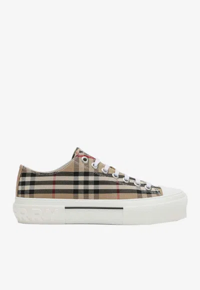 Burberry Cotton Sneaker With Vintage Check Pattern In Multi