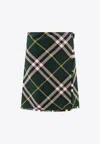Burberry Check-pattern Wool Skirt In Green