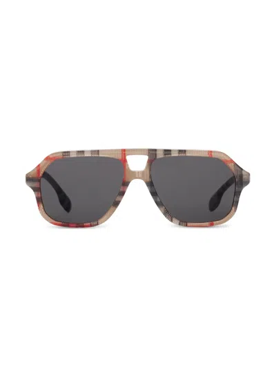 Burberry Kids' Vintage Check Navigator-frame Sunglasses In Neutrals