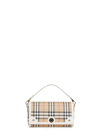 Burberry Vintage Check Note Top Handle Bag In Nude