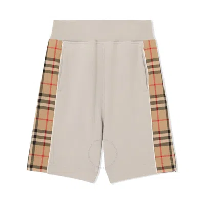 Burberry Childrens Vintage Check Panel Cotton Shorts In Soft Silver Grey