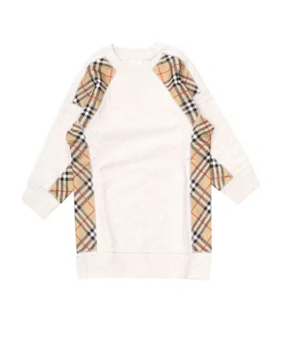 Burberry Vintage Check Panel Cotton Sweater Dress In White