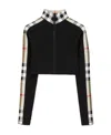Burberry Cynthia Check Print Tech Crop Top In Black